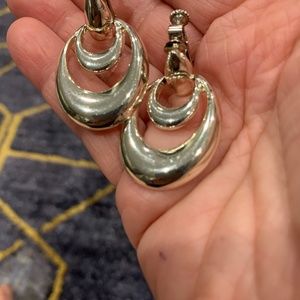 Napier Silvertone Screwback Drop Earrings 1 3/8” L  Shiny